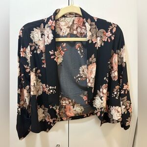Love Tree Open Front Floral Blazer